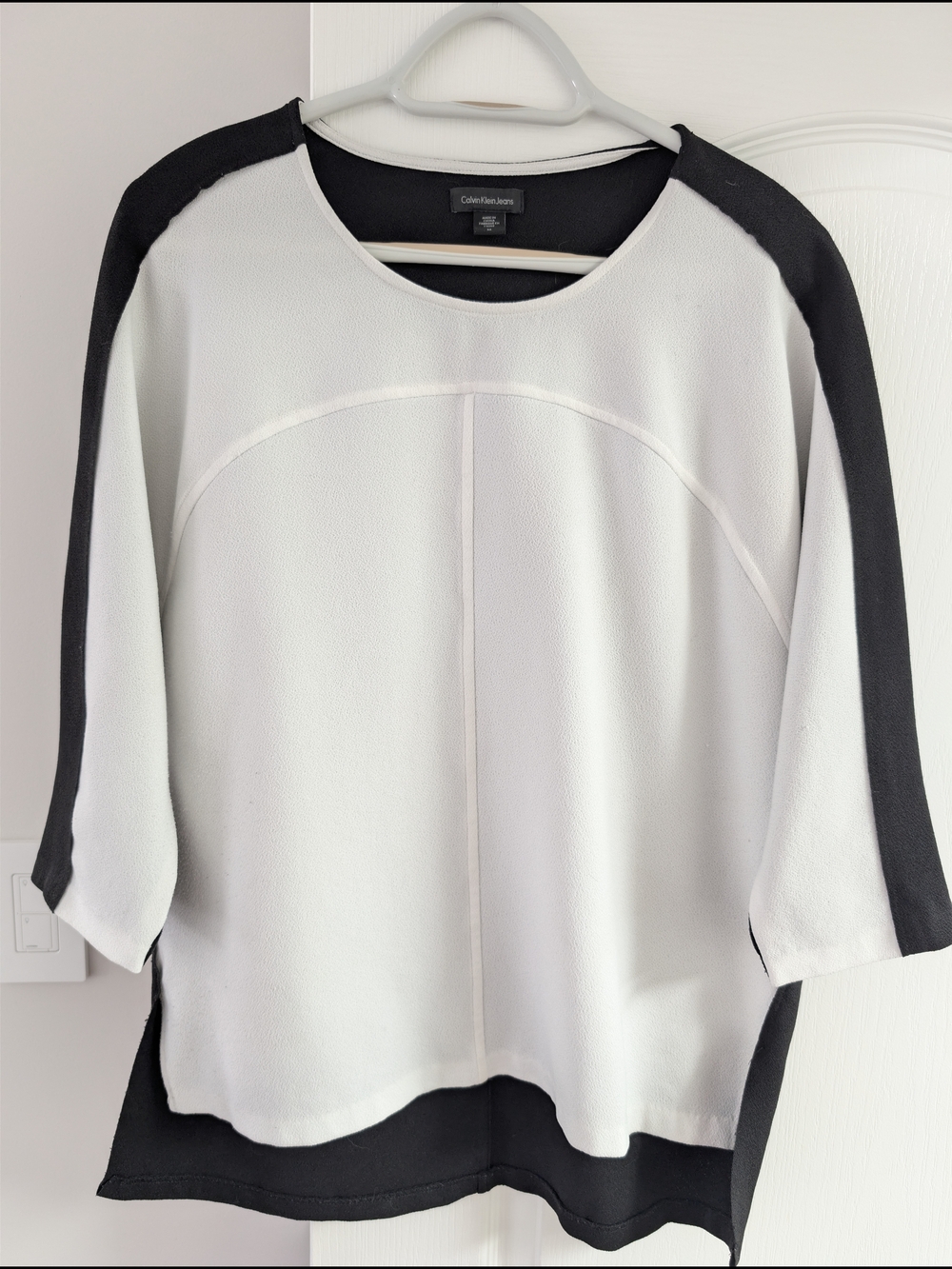 Calvin Klein Jeans White and Black Colorblock Relaxed Tunic
